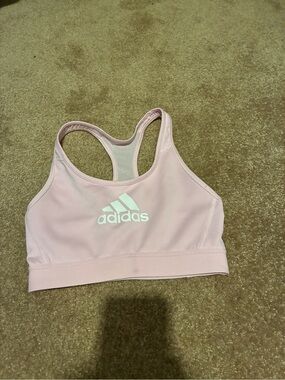 adidas Light Pink Racerback Sports Bra with White Logo